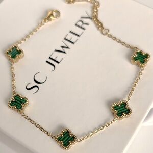Malachite Petite Clover Bracelet Double Sided